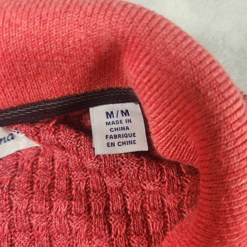 Tommy Bahama Mens 1/4 Quarter Zip‎ Sweater Red Textured Knit Pullover Medium